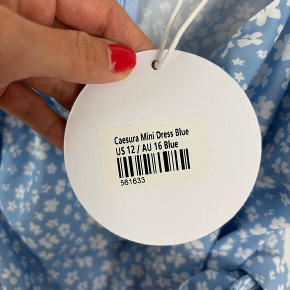 Princess Polly Caesura Dress Blue Floral Wrap Skirt Size 12 NWT- Feminine Girly - Picture 7 of 11